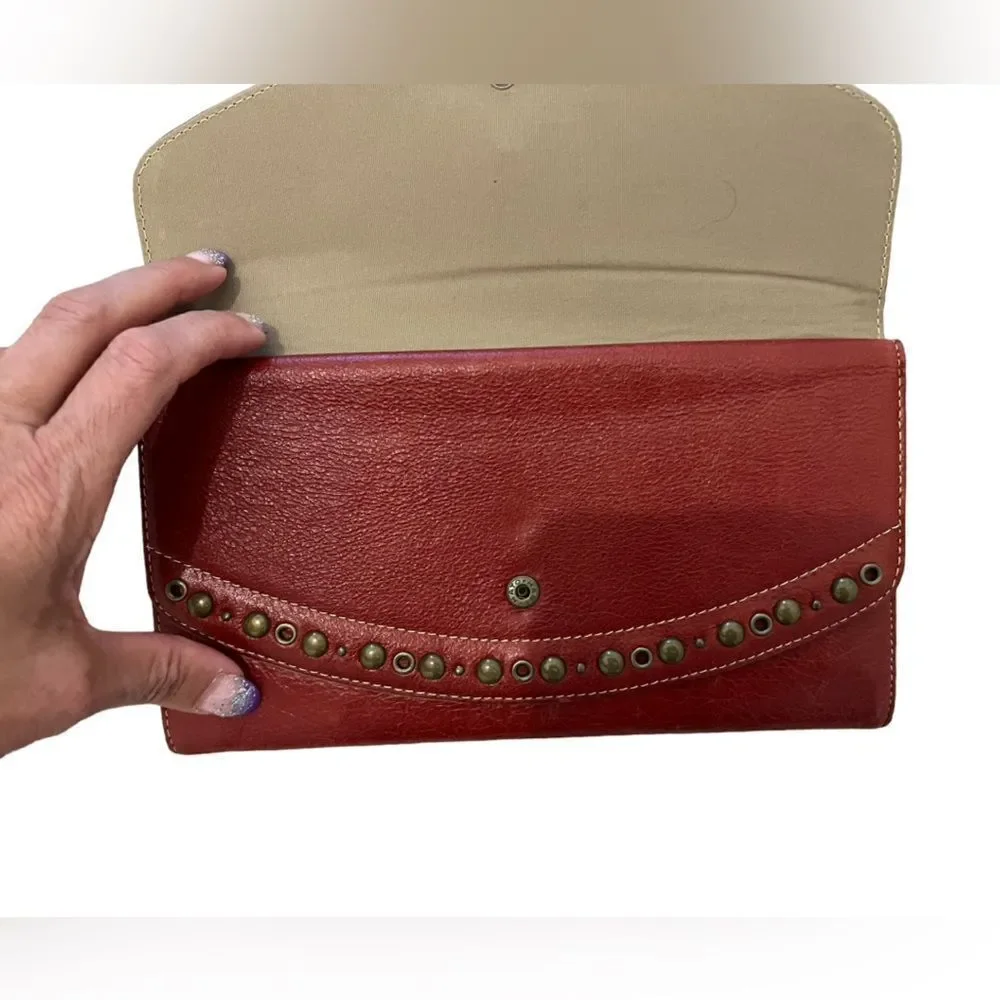 New Nordstrom red leather clutch